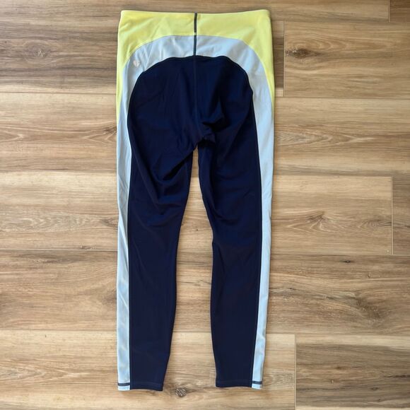 med Womens Athletic Pants Navy Blue Striped Leggings Fabletics Motion 365 - Picture 11 of 13